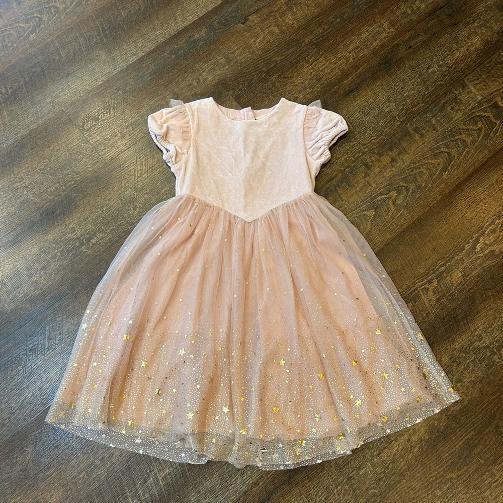 Mini Boden Blush Pink Velvet Dress 7-8